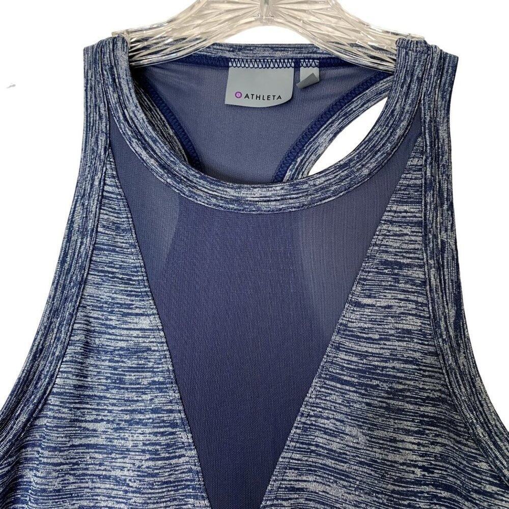 Athleta Utopia Heather Blue Cutouts Mesh‎ Tank top  Size XXS - Picture 2 of 5